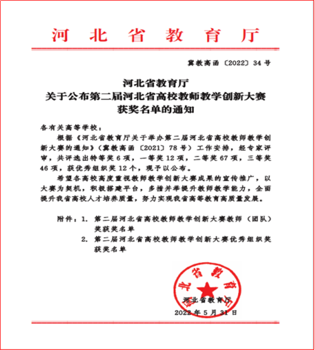 我校经济学院薛芳教学团队在河北省第二届高校教师教学创新大赛中斩获三等奖