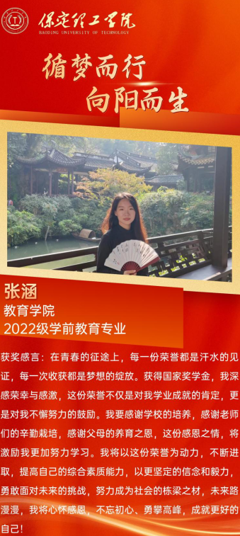 【榜样引领】国家奖学金获得者风采展示—— 张涵