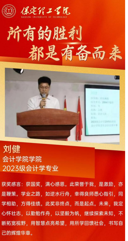 【榜样引领】国家奖学金获得者风采展示——刘健